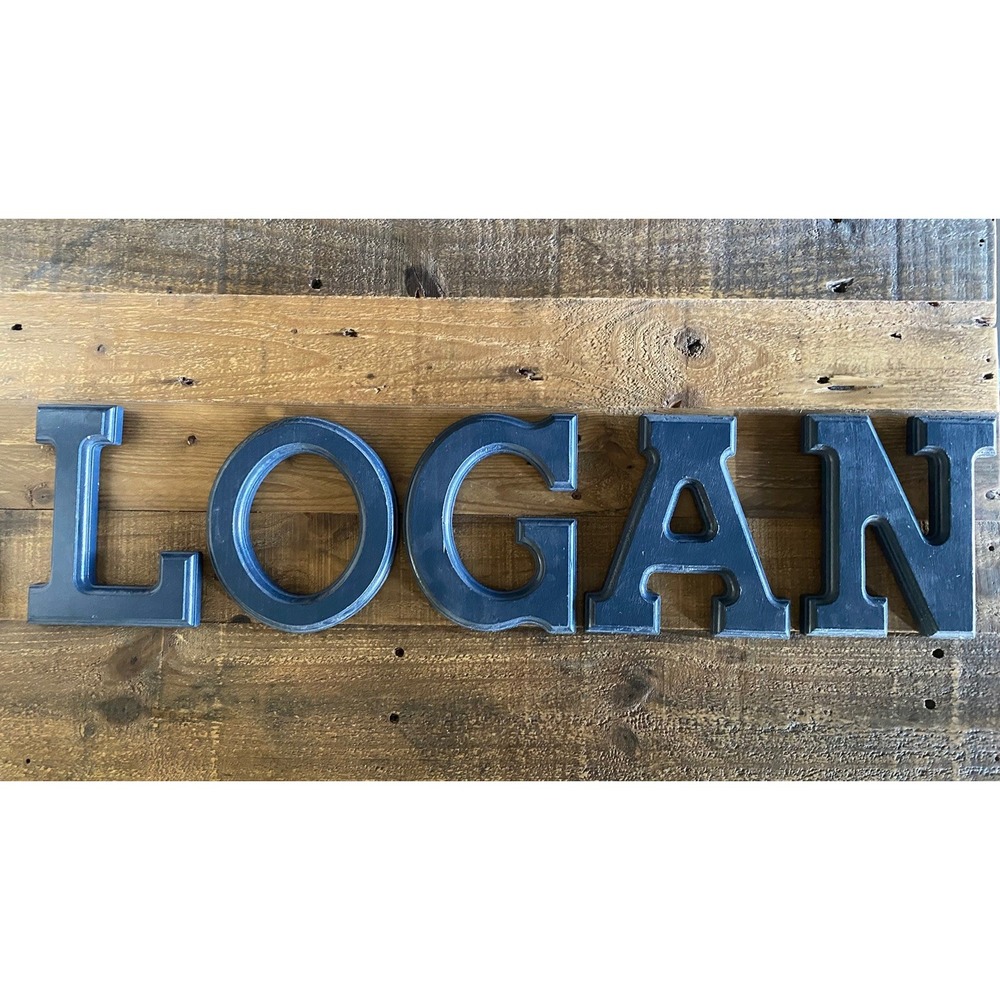 Vintage LOGAN Letters L O G A N Print Block Wood Name Wall 6" Monogram Initials